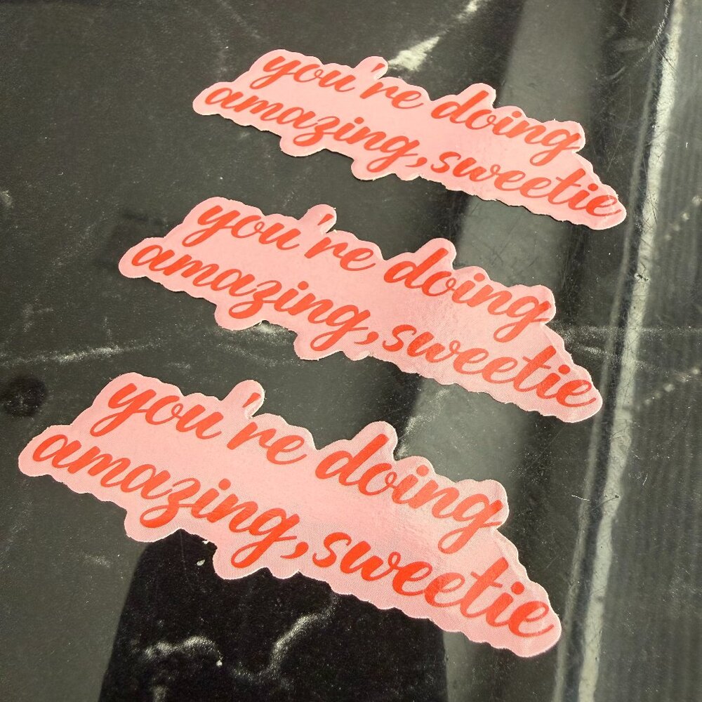 You're Doing Amazing Sweetie Stickers - Set of 3 - Motivational Pink Vinyl Decal